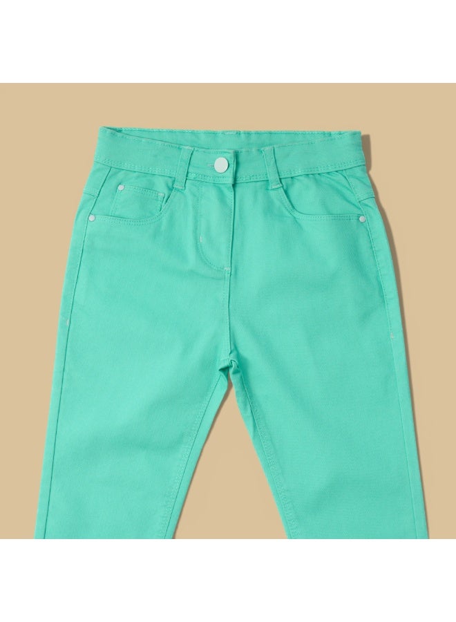 MARWAN Girls Cotton Stretch Long Pants with Waist Belt - Image 3